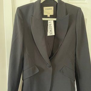 L'Agence Chamberlain Black Blazer with Bling Cuffs and Front Pockets Size 2